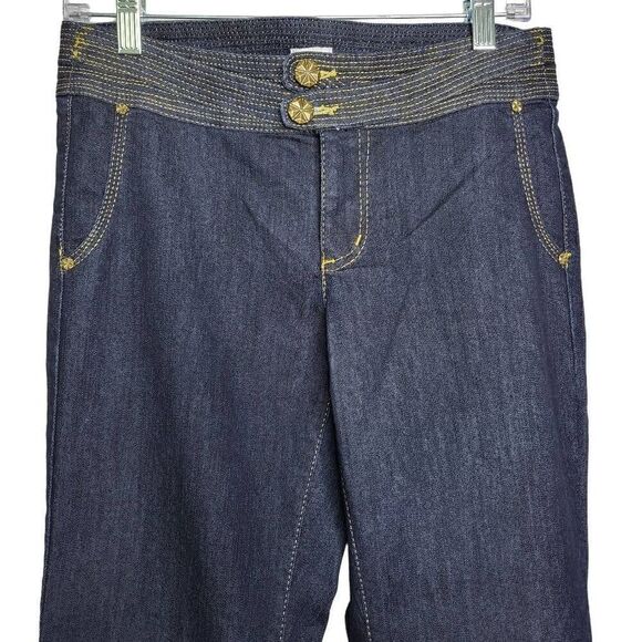 Cache Flare Leg Gold Accents Jeans Size 4 - Picture 2 of 9